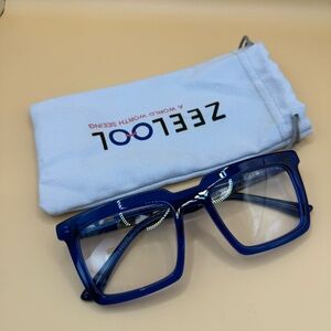 Zeelool Blue Square Glasses Frames, No Prescription